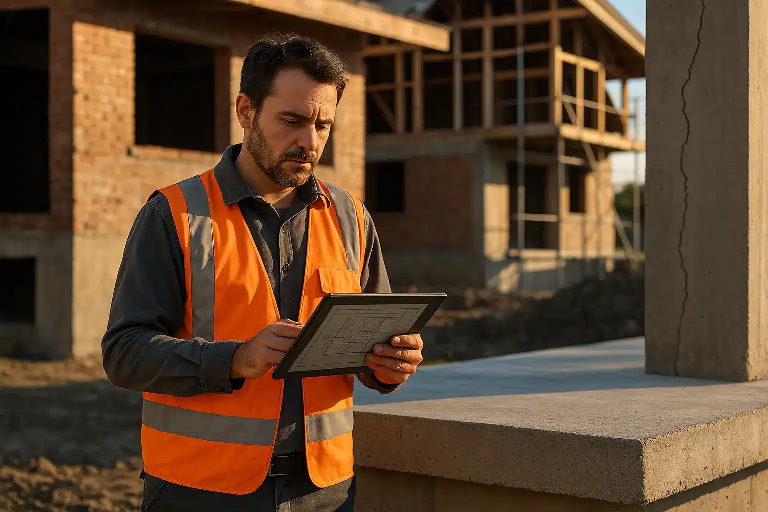 Illustration d'un auto-entrepreneur sur un chantier de construction